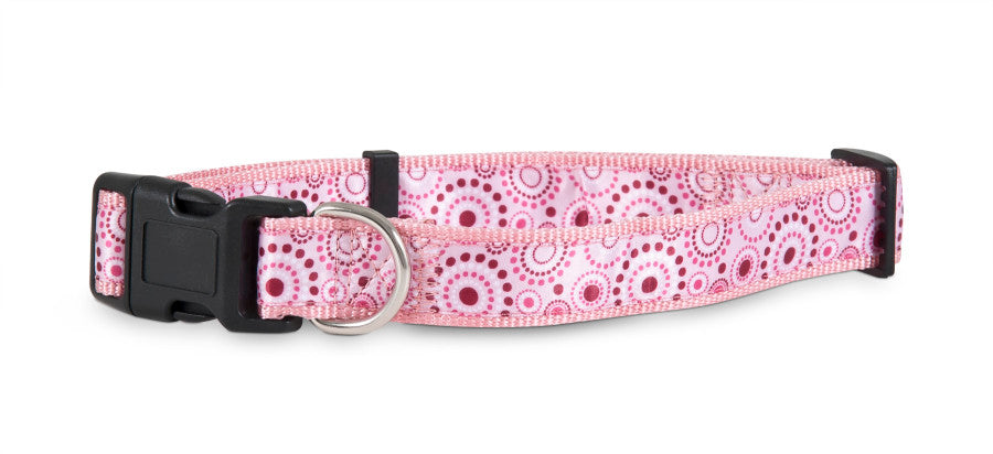 Aspen Ribbon Overlay Adjustable Dog Collar Pink 1ea/5/8In X 10-14 in, SM