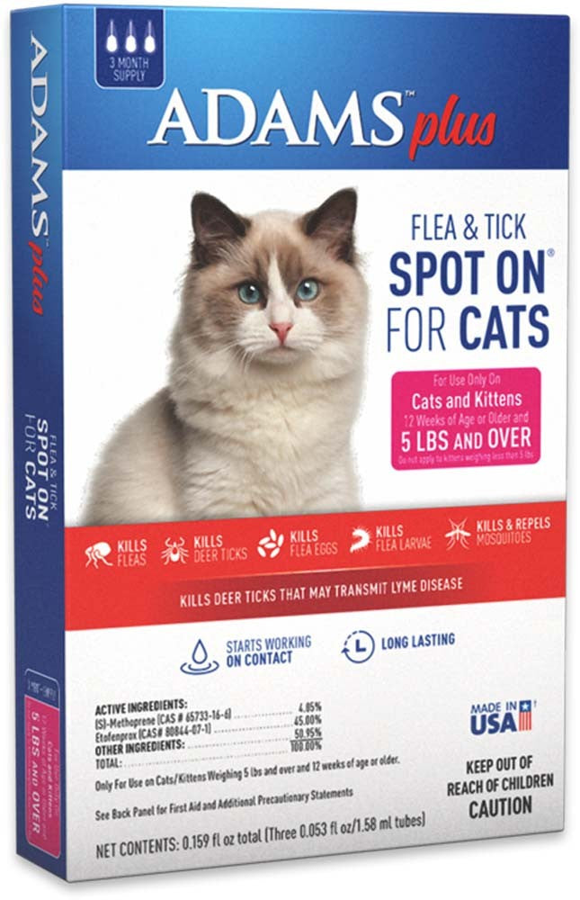 Adams Plus Flea  Tick Spot On for Cats 1ea/Over 5 lb