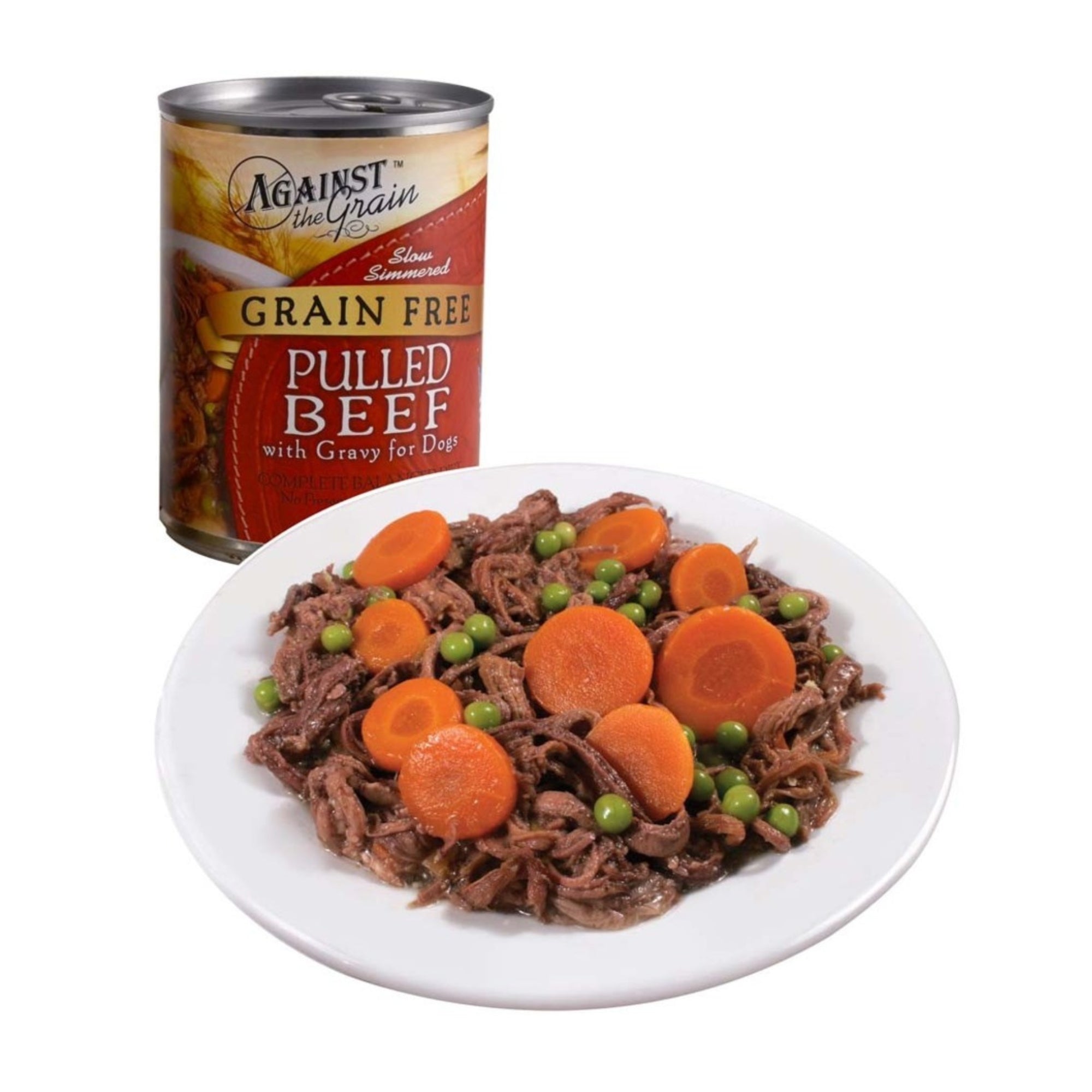 Against the Grain Hand Pulled Adult Wet Dog Food Beef w/Gravy 12oz