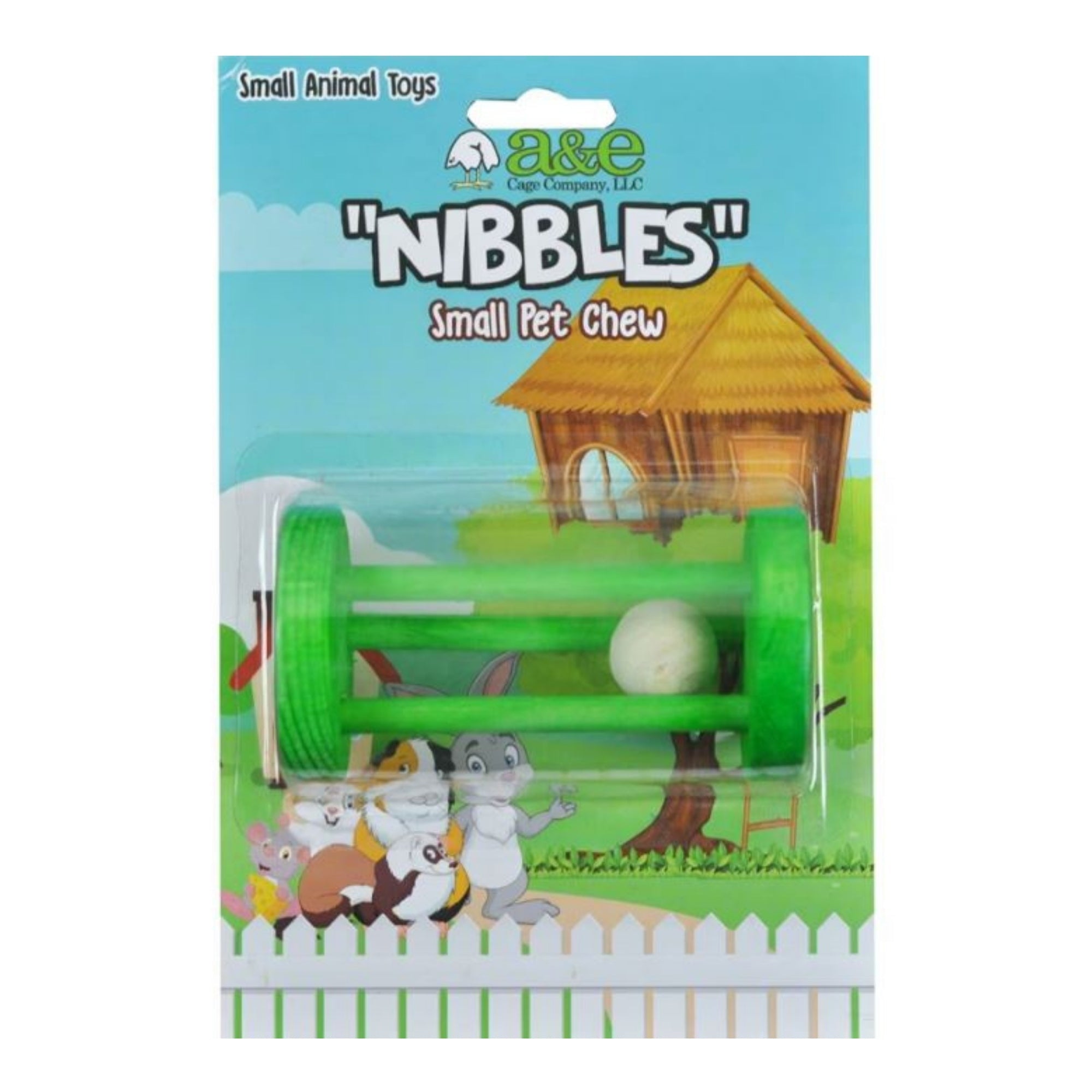 A &E Cages Wooden Cylinder with Ball Small Animal Chew Toy 1ea