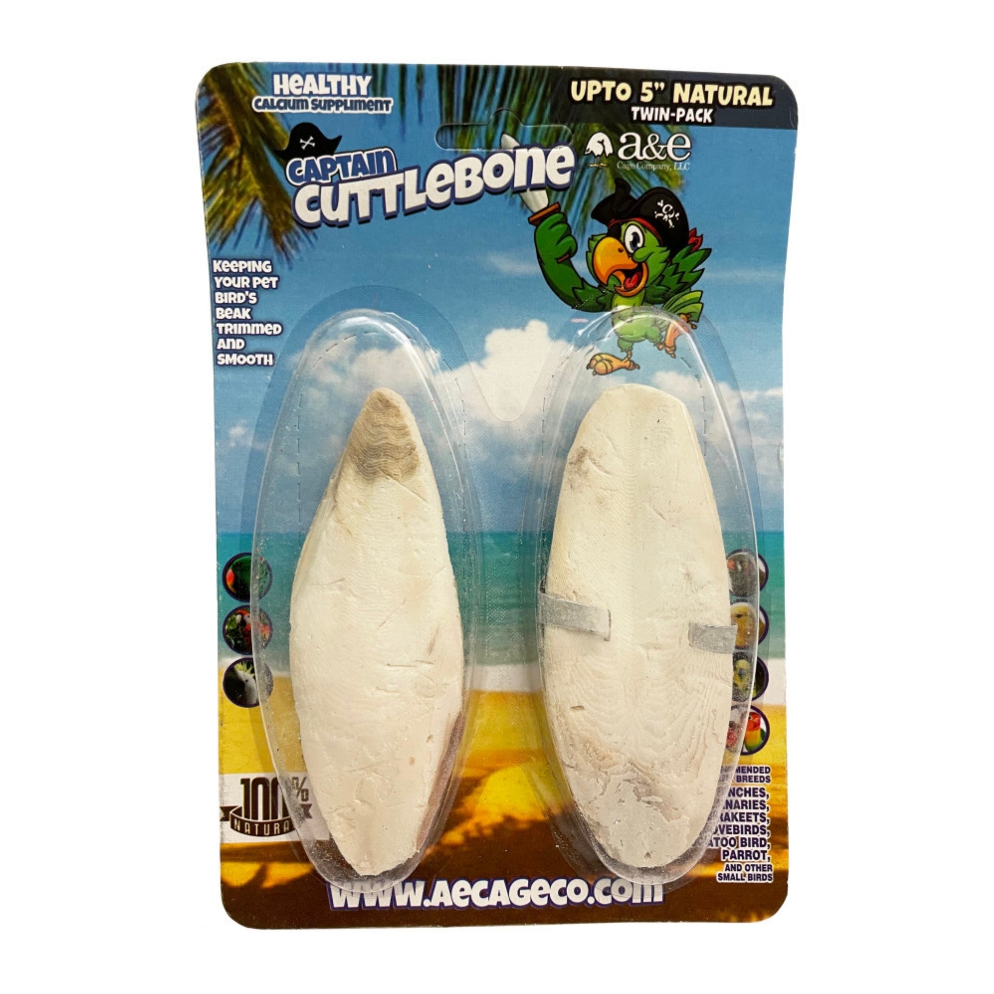 A & E Cages Natural Cuttlebone 1ea/5 in, 2 pk  (Pack of 3)
