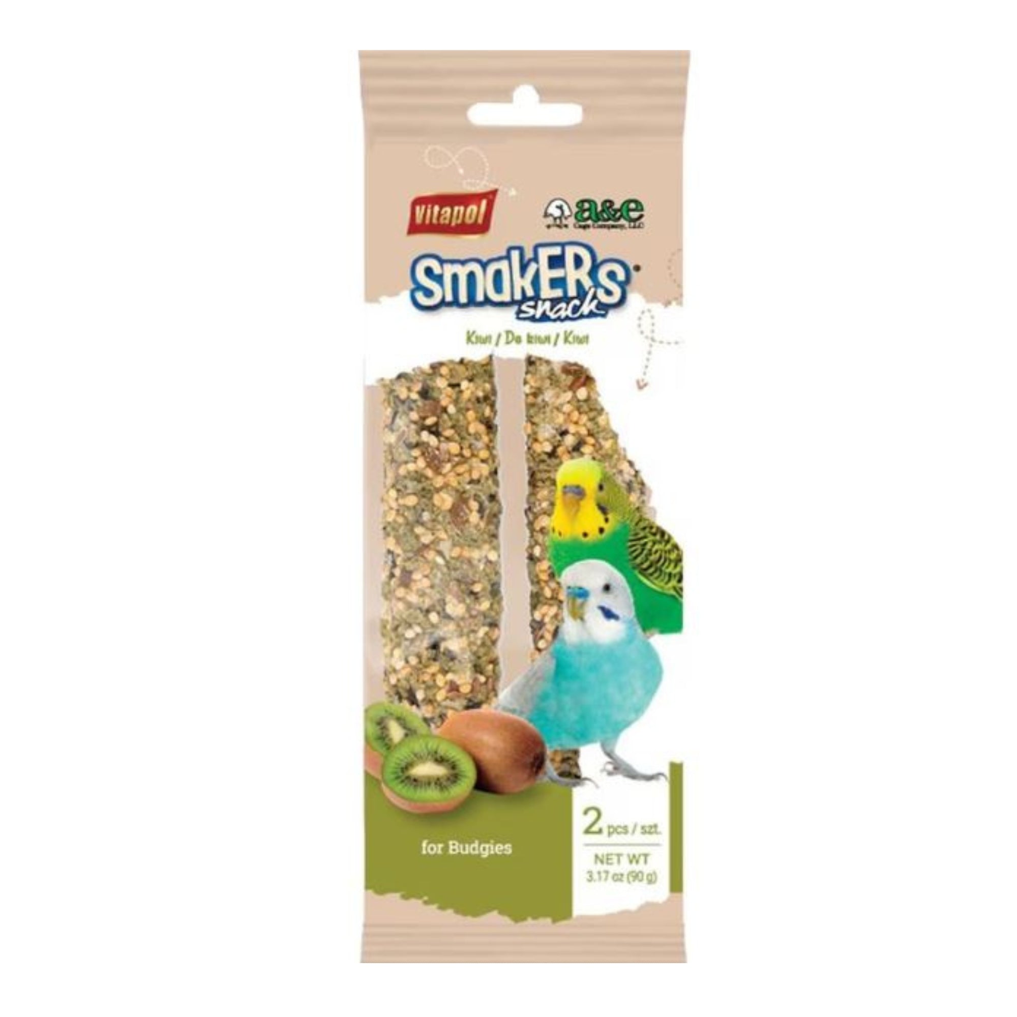 A & E Smakers Treat Stick Parakeet Kiwi 2Pk