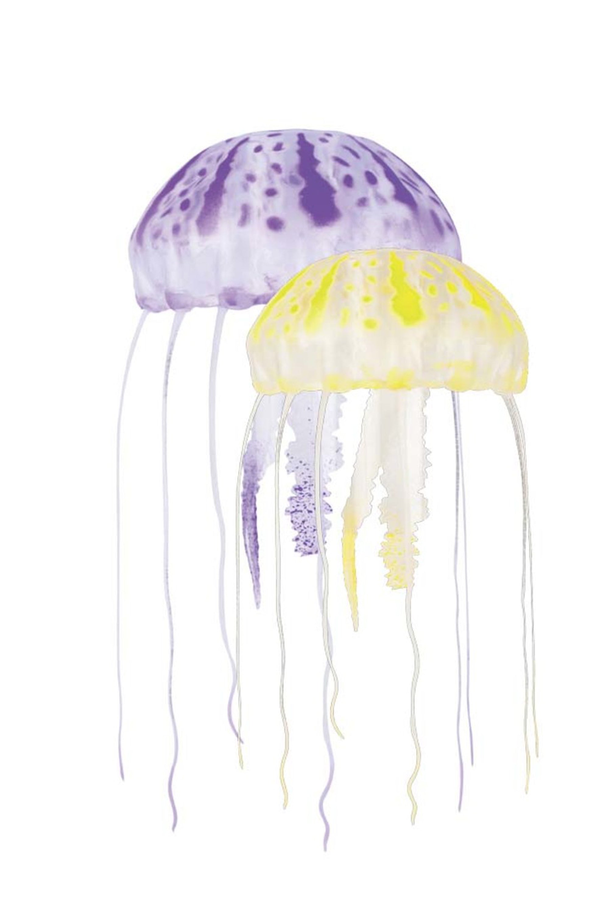 Aquatop Floating Jellyfish Aquarium Ornament Purple/Yellow, 1ea/2 In  3 in, 2 pk