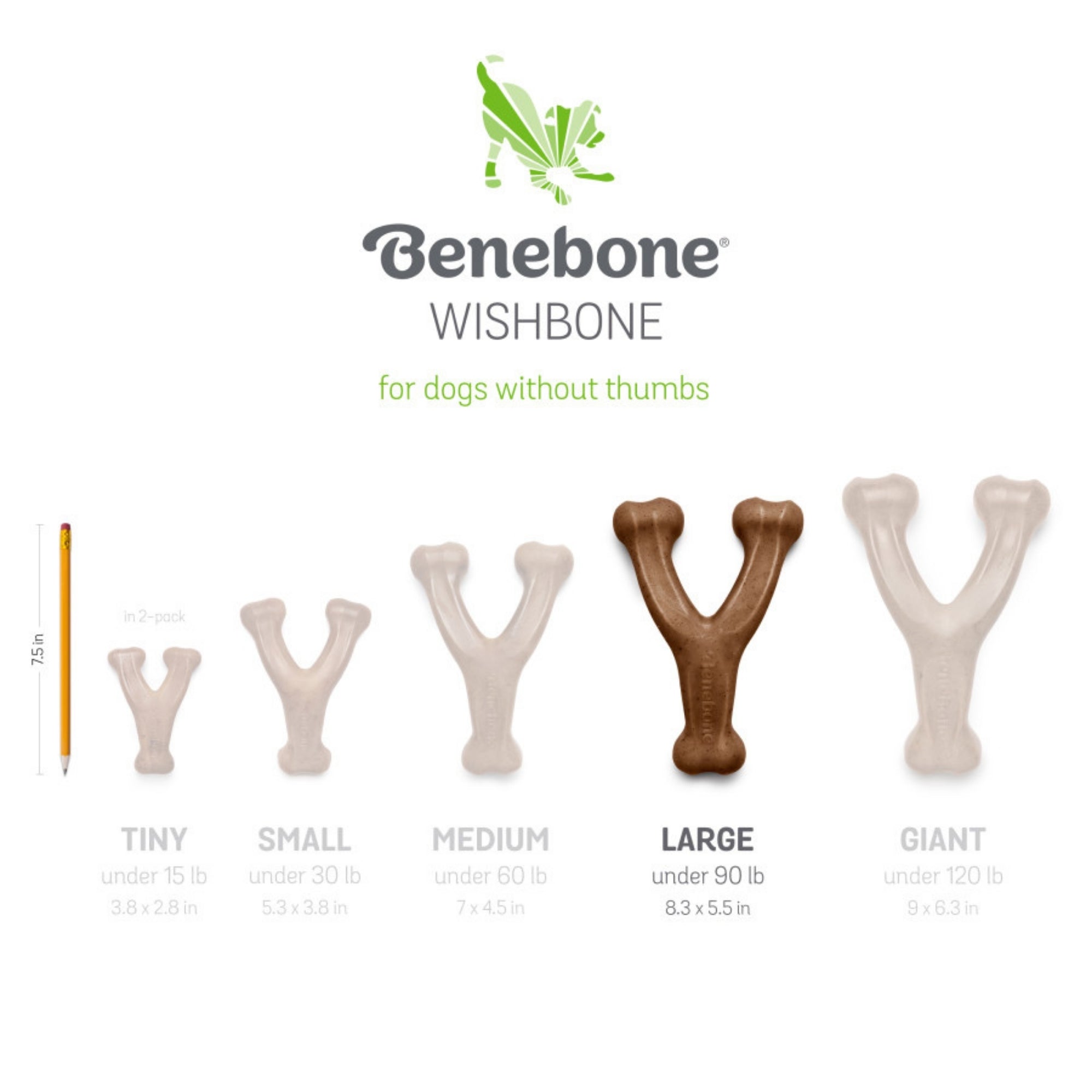 !Benebone Wishbone Durable Dog Chew Toy Bacon, 1ea/LG